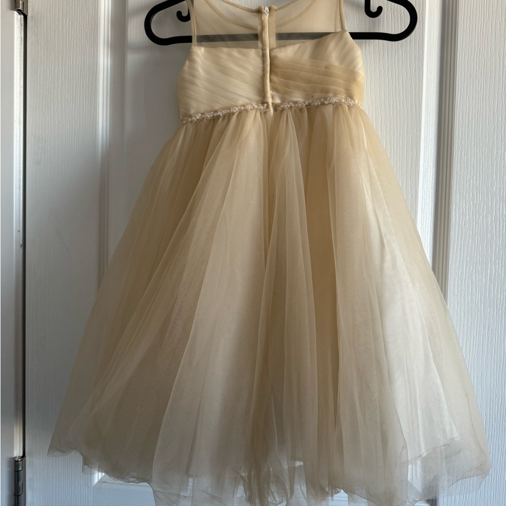 Azazie Girls' Champagne Tulle Formal Dress - Picture 4 of 6